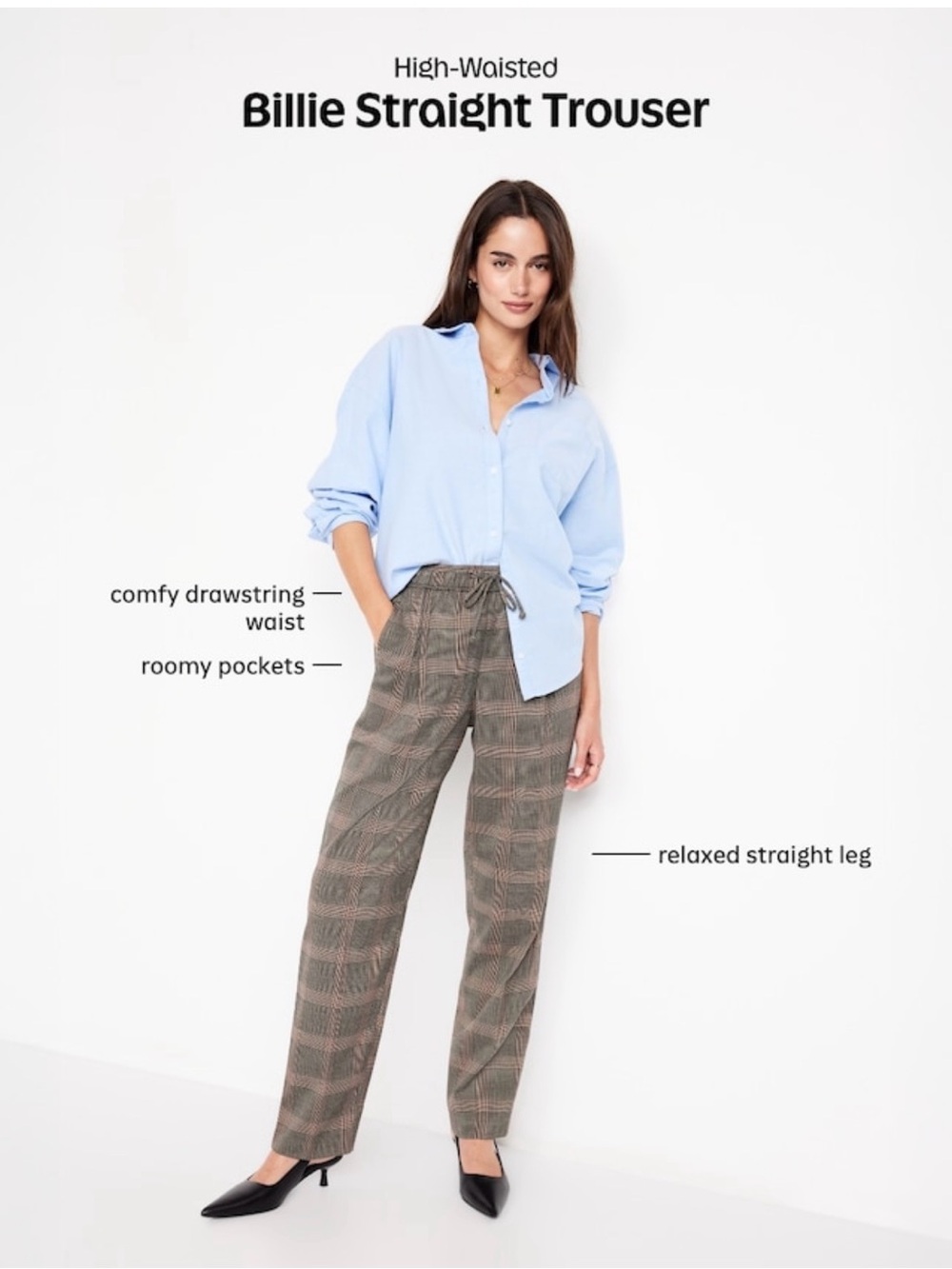 Old Navy Tan Straight-Leg Trousers - Billie High Rise